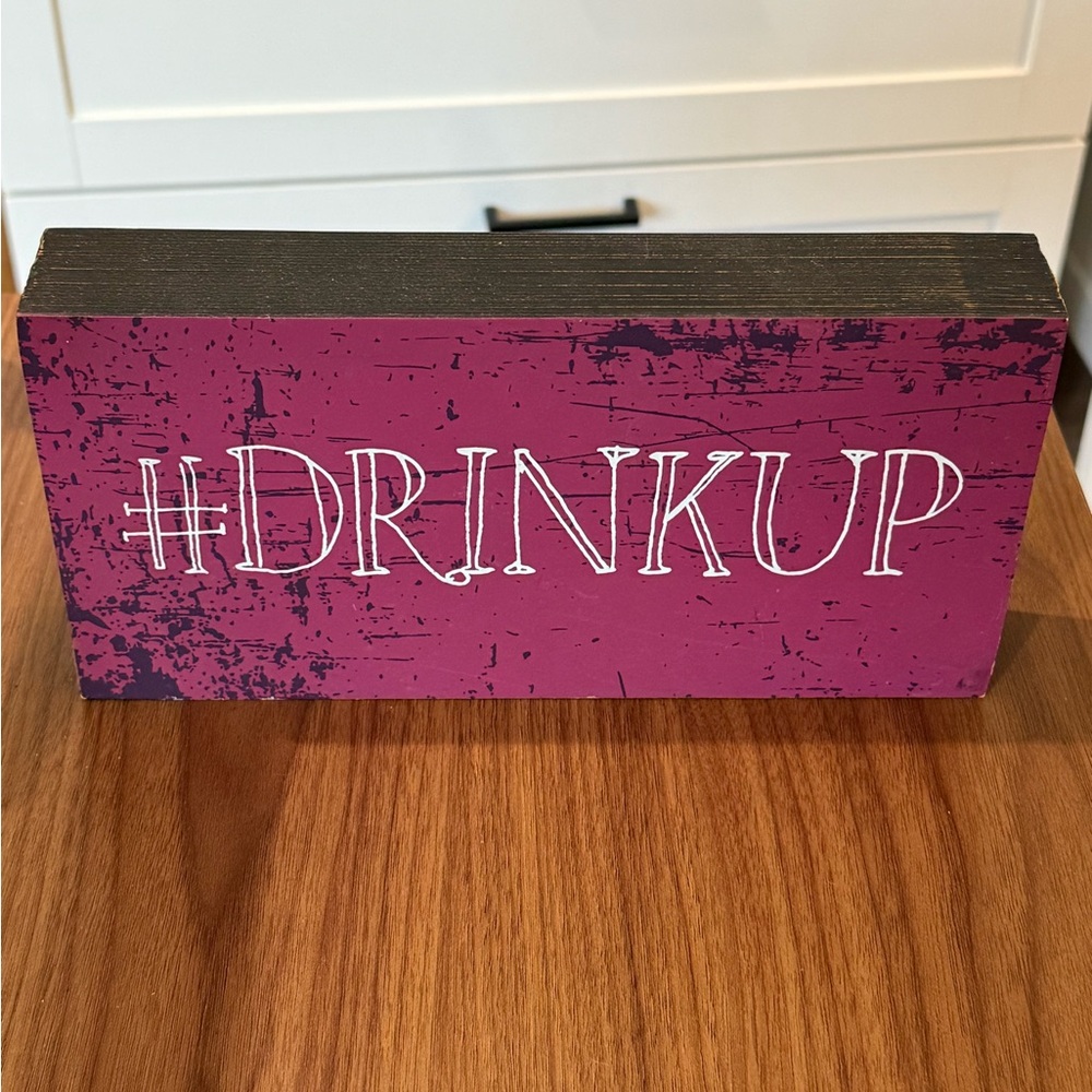 Rustic “Drink Up” #DrinkUp Bar Box Sign Plaque 10x5